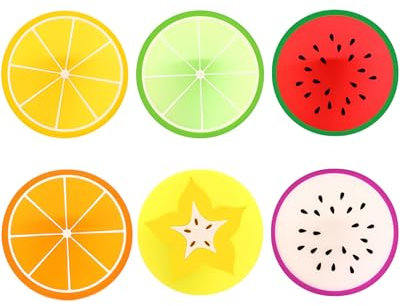 KGDUYC 6 PCS sous-Verres en Silicone,sous-verres,Créatifs Antidérapant Fruit Dessous de Verre,Rond Boisson Dessous de Verre pour la Maison,Le Bureau,Le Bar et Le Restaurant,dessous de verre cocktail