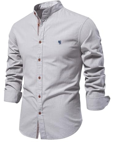 Btmpmcs Camicia da Uomo a Maniche Lunghe Lino Cotone Camicie Slim Fit Casual Classiche Formal Camicia da Lavoro Tinta Unita Elegante Basic Abito Primavera Autunno Estate Shirt Facile da Stirar