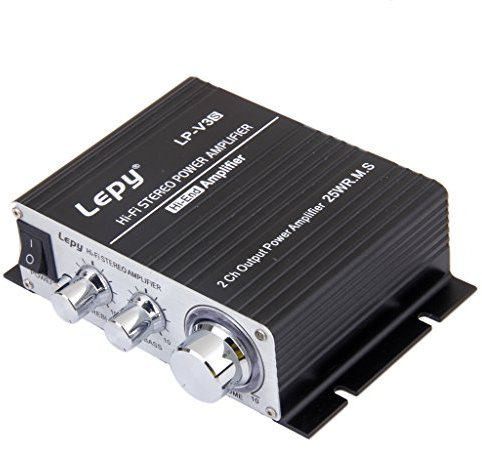DC 12V Hi-Fi Stereo Audio Mini Amplifier for Home/Car Motorcycle Black