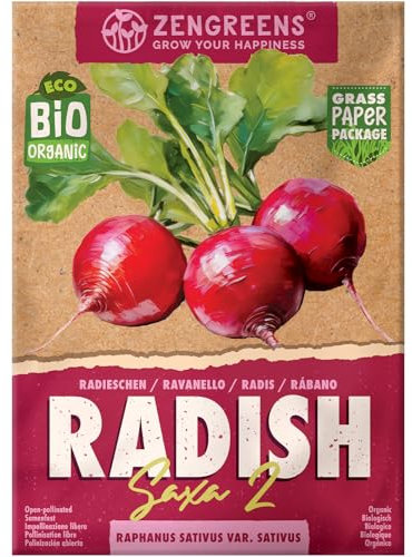 ZenGreens® – Graines de radis bio - Semences potagères - Graines de légumes pour une culture facile au jardin, sur le balcon ou dans un potager surélevé - Saxa 2