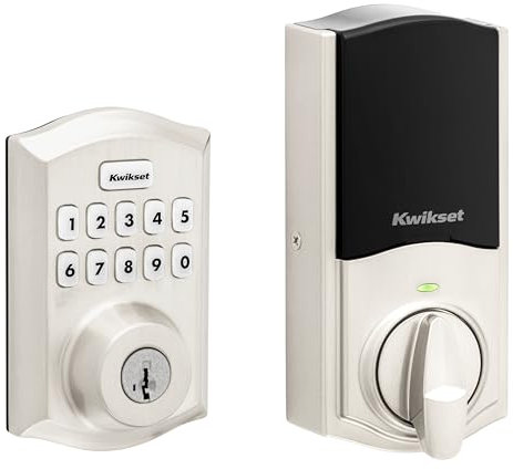 Kwikset HomeConnect 620 Z-Wave Long Range Enabled Keypad Smart Lock Convenient Keyless Entry, Customizable User Codes, Ring Alarm Compatible, Hub Required, Sold Separately Satin Nickel Traditional