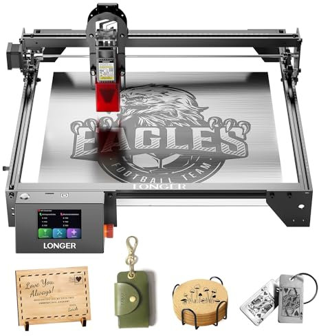 Longer RAY5 Laser Graviermaschine, 10W Laser-Ausgangsleistung, 3,5“ Farb-Touchscreen, Offline-Steuerung über App, Gravurwerkzeug für Metall/Glas/Holz, Arbeitsbereich 400x400mm