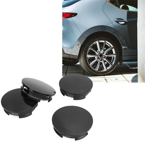 Hapivida Tapa Central de Rueda, Universal de Fibra de Carbono con Hebilla Metálica 57mm 4 Piezas Material AB para Automóvil Coche Protección Estilo