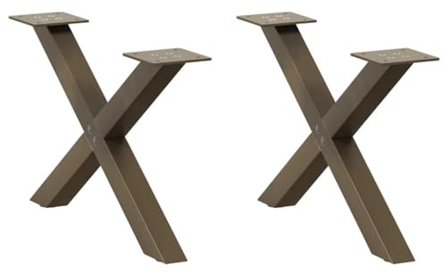 QUAHEAS Lot de 2 pieds de table basse en forme de X - En acier naturel - 50 x 30 cm - En métal - Pour meubles de bricolage - Hauteur réglable - Châssis robuste