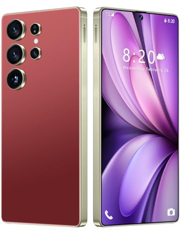 S24 Ultra SIM-Free Unlocked Mobile Phones, Android 14, 7.3 Display Smartphone, 16GB RAM 1TB ROM, 8000mAh Battery Phone, 72MP 108MP Camera, 5G Dual Sim/Fingerprint/Face Unlock/GPS,Red-7.3 Inch
