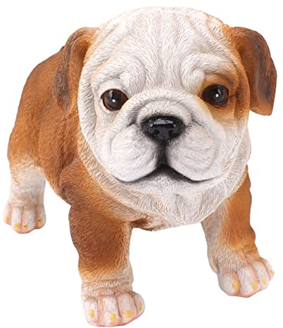 KIMISS Statua Realistica del Cucciolo di Bulldog Inglese - Scultura di Bulldog in Resina per la Decorazione di Giardino, Prato e Portico (in piedi)