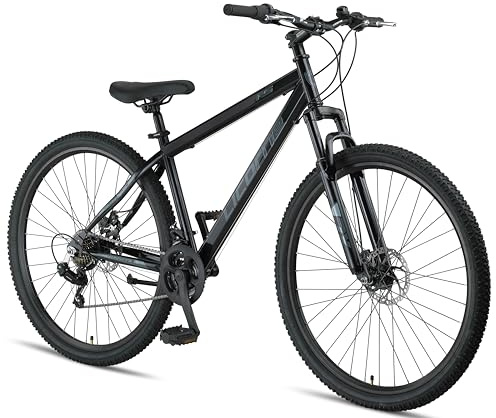 Licorne Bike Thunder Premium VTT de 20, 24, 26, 27,5 et 29 , pour filles, garçons, hommes et femmes, freins à disque (noir, 29)