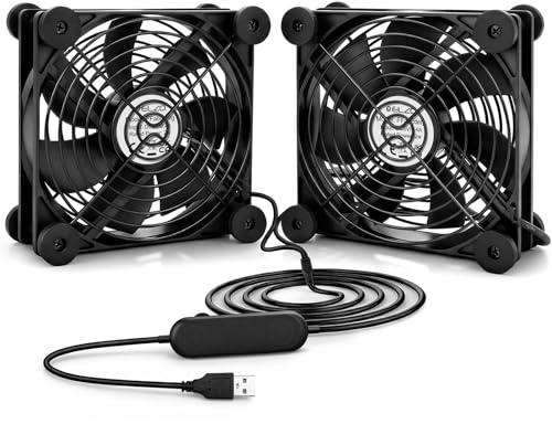 ELZO USB-fläkt, USB PC-fläkt 120 mm 5 V med steglös hastighetskontroll, tyst minibordsfläkt, 120 mm axialfläkt för dator PS4 PS5 TV-boxmottagare AV-kabinen
