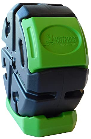 FCMP Outdoor HOTFROG Half Size Rolling Single Chamber Batch Tumbling Composter - Outdoor Rotating Garden Compost Bin (HF-RC2000WB-GRN) Black & Green (19-Gallon)