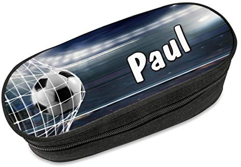 Unikatolo Federmäppchen Fußball mit Name personalisiert, Stiftebox Federmappe Federtasche für Kinder & Erwachsene, Geschenkidee Schulanfang, Kinder, kleine Basteltasche, Tasche für Bastelutensilien