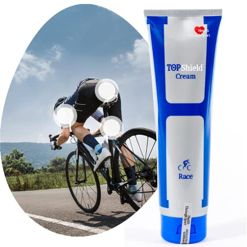 TOP SHIELD RACE crema sottosella antisfregamento professionale for Men - pomata anti irritazione e antifrizione per cosce e glutei - Ciclismo, Corsa, Palestra e Sport estremi (> 2 ore)