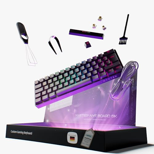 Nyfter - 60% Gaming Keyboard - DOPPELTE Dämpfung, PRE-LUBED Gateron Yellow Switches, HOTSWAPPABLE, 100% RGB Beleuchtung, ISO DE Layout NYFBOARD GEN2 Gaming Tastatur