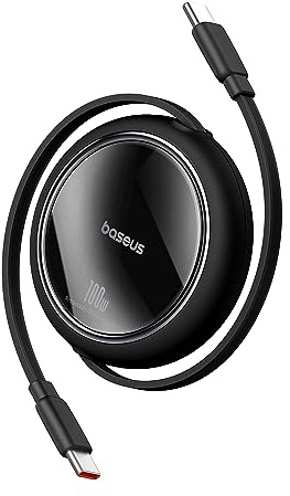 Baseus Cable USB C a USB C enrollable, 100 W, 1 m, mini cable de carga rápida, cable de carga USB C para iPhone 16, 15, 14 Pro, Samsung Galaxy S25 S24 Ultra, MacBook, iPad Pro, portátil, fácil de