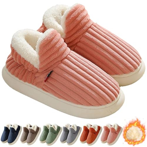 Hokuto Cloud Slippers - Unisex Winter Cozy Fashion Plush Warm Home Slippers (Pink, Women's, 5.5, UK 6.5, Medium)