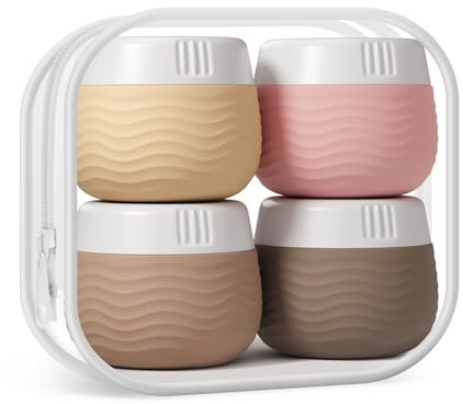 Yinke 4 Stück Döschen, 30ml Silikon Cremedose Mini Dosen mit Klarsichtbeutel, Reise Kosmetik Behälter, Travel Essentials/Travel Accessories (Apricot)
