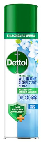 Dettol All In One Disinfectant Spray, Crisp Linen, 300 ml, Fresh Pet Disinfectant, Shoe Disinfectant Spray, Sofa Cleaner, Antibacterial, Disinfectant, Sprays and Liquids, Household Cleaners