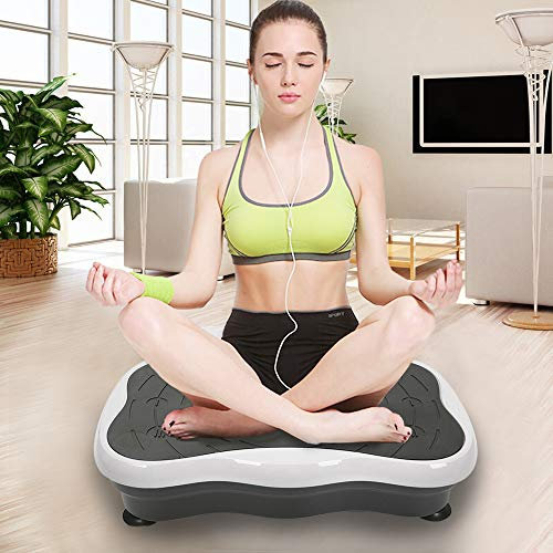 Willonin Fitness - Placa vibratoria, LCD, Plataforma vibratoria, Bluetooth Audio + USB European Standard + 2 bandas de resistencia + 1 mando a distancia (negro y blanco)
