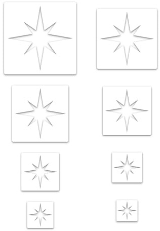 Debbery 8 Pcs Star Stencils Painting, Different Sizes of Octagonal, Star Templates Reusable Plastic Templates for DIY Craft Projects, Cake Decorations, and Home Decor