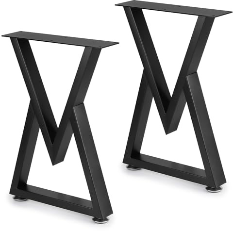 lalago 2 Pezzi Piedini per Mobili Nero Fino a 250kg, Gambe per Tavolino in Metallo V-Tipo, Industriale DIY per Piedi, Base per Mobili Industriali adatto per Tavolini, Scrivanie, Panca, Sedia
