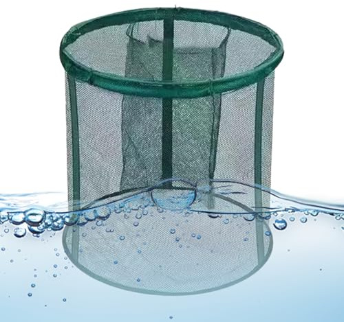 Sghtil Panier À Poisson Pliable,Piège de Stockage Pliable pour Poissons Vivants - Cage de Stockage Portable pour Appâts et Filet de Pêche | pour Bar Truite Poisson-Chat Eau Salée Eau Douce Pont