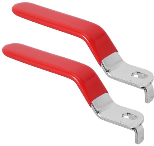 UKCOCO Lot de 2 Poignées de Robinet à Bille Rouges en Fer, Trou 6 X 10 Mm, Levier de Vanne de Remplacement pour Robinet Extérieur, Pièce de Rechange Compatible avec Vannes D’eau et