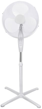 wonderlamp - Luno stående fläkt, 3 hastigheter, 40 W, oscillerande huvud, avtagbart galler, vit