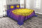 ABAKUHAUS lila Mandala Tagesdecke Set, Blume des Lebens, Set mit Kissenbezügen Waschbar, für Doppelbetten 220 x 220 cm, Lila Gelb