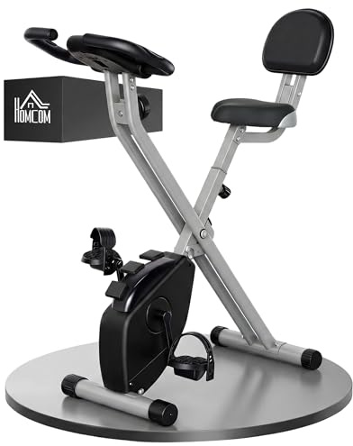 HOMCOM Vélo d'Appartement Pliable Magnétique Cardio-training - Sport Maison avec 8 Niveaux de Résistance et Roulettes - Silencieux Home Trainer avec Capteur de Pouls pour Fitness Homme et Femme, Noir
