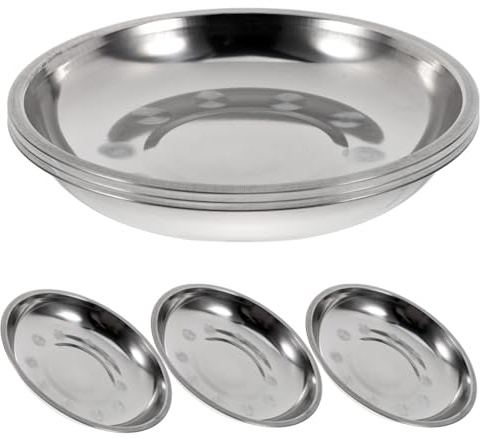 Lurrose 6 st tallrikar i rostfritt stål rund middagstallrik okrossbar sallad frukt fat serveringsbricka för vuxna som äter camping picknick utomhus 18 cm silver
