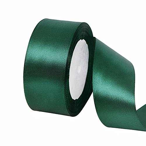 POPOYU Cinta de raso verde oscuro de 40 mm, 23 metros, cinta decorativa fina, cinta de tela para globos, bodas, bautizos y cumpleaños, regalos del día de San Valentín