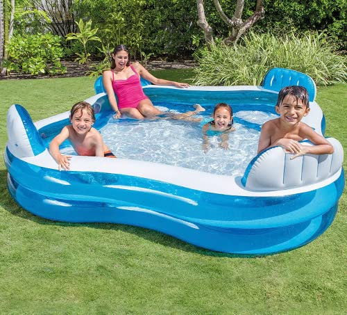 Paddling Pool for Kids - Inflatable Swimming Pool For Adults and Kids with Seats - Large Fun Lounger (229 x 229 x 66 cm)