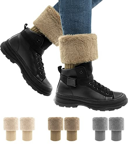 KEEDEBEE Damen Stulpen Warme beinwärmer, winter Beinstulpen für stiefel 3 Paare Leg Warmers Socken Strümpfe Strickstulpen