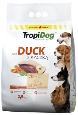 Cibo secco premium completo per cani con anatra e riso per cani adulti di piccola taglia 2,5kg