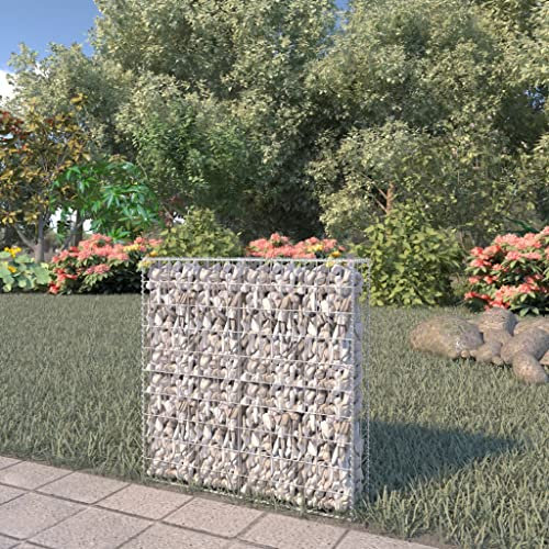 HOMIUSE Gabbione Cesto Gabbione Rete Gabbione Giardino Parete Gabbione Gabbioni Metallici Per Pietre Gabbioni Metallici Gabbione Parete in Acciaio Zincato Coperto 80x20x100 cm