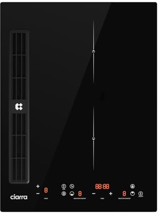 CIARRA One CBBEH392B Plaque à Induction et Hotte Intégrée-39cm-3200W-9 Niveaux de Puissante-460m³/h- Évacuation ou Recyclage-4 Vitesses-Fonction Boost-Filtration Multiple-Tactile-Verrouillage Enfant
