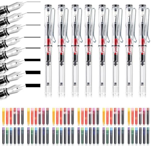 Demarsen Kalligraphie Set, 8 Kalligraphie Stifte mit Austauschbar 72 Tintenpatronen in 12 Farben, Kalligraphie Set Anfänger mit 8 Verschiedene Spitzengrößen für Anfänger Schreiben Zeichnen