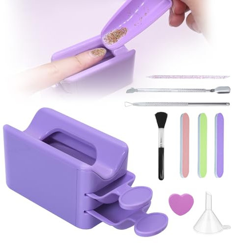 Annickee Dip Powder Tray Kit - Starter Set for French Manicure and Home DIY - Nail Art Brush and Recycling Tray System Included