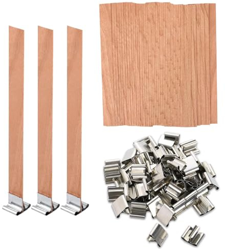 Mecha de Madera para Velas, Juego de 100 mechas para Velas de Madera, para Hacer Velas de Bricolaje, Manualidades, decoración, sin Humo, Naturales, ecológicas, mechas para Velas