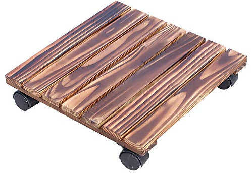 Agashi Carrello Portapiante, con Rotelle Bloccabili, Carrello Portafiori in Legno, per Interni Giardino Casa All'Aperto/Square/50X50Cm