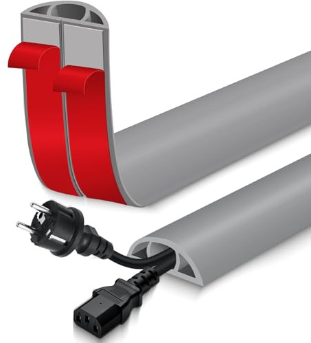 Passage de Cable au Sol adhésif goulotte Passe Cable Flexible en PVC pour la Management Bureau de Sol (Gris, 30mm×3m)