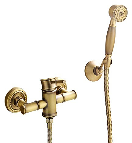 Antique Brass Shower Faucet Set 150cm Hose Perfect for Bathtubs & Shower Enclosures Durable & Stylish Bathroom Upgrade Easy Installation Modern Vintage Design
