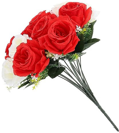 CIMAXIC Bouquet Di Fiori Finti Commemorativi Di Fiori Artificiali Per Cimitero 18 Steli Di Rose Finte Composizione Floreale Per Funerali E Decorazioni Nuziali