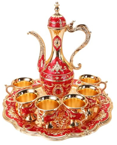Service à thé marocain, ensemble de 6 tasses à café turques avec théière, accessoires de cuisine vintage, ensemble tasses café turques, service turc, thé