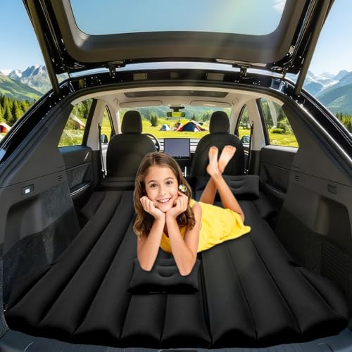 Car Air Mattress - Inflatable Bed Camping Mattress for Tesla Model Y SUV RV Van Trunk, Portable Air Bed Double Sleeping Pad for Car Travel Tent Outdoor, Camping Accessories 195 X 130 cm (Black)