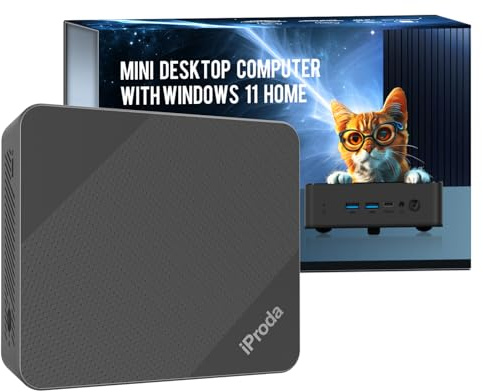 iProda Mini-PC 12. Generation Alder Lake N97 Prozessor (4C/4T, bis zu 3,6 GHz), 16 GB DDR4 RAM, Mini-Desktop-Computer mit 512 GB PCIE SSD 4K Dual Display Micro PC WiFi6/Bluetooth 5.2/USB3.2