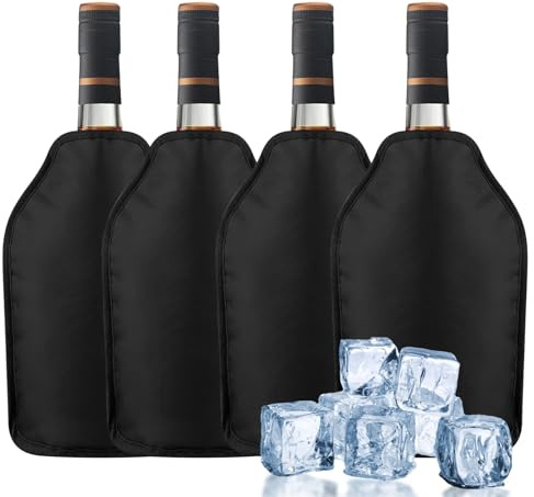 Vinkylare manschett set om 4, kylmanschett vin, flaskkylare för resor, kylmanschett för vin och champagne, flaskkylare manschett, champagneflaska, vinmanschett, vinflaskkylare