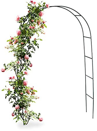 Relaxdays 6X Arco per Rose, Rampicanti, Decorazione da Giardino, Sostegno per Piante Supporto in Metallo, 240 x 140 x 38 cm, Verde