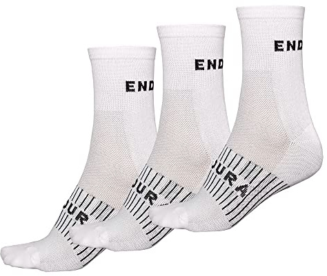 Endura Herren COOLMAX® Rennradsocken (3er-Pack) | Leicht | Feuchtigkeitsableitend | Sportliche Crew-Socken Socken, Weiß, L-XL