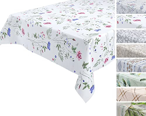 BEAUTEX - Nappe en toile cirée - Lavable - Ronde, ovale ou rectangulaire - Motif et taille au choix - Anémone - Rectangulaire - 140 x 220 cm