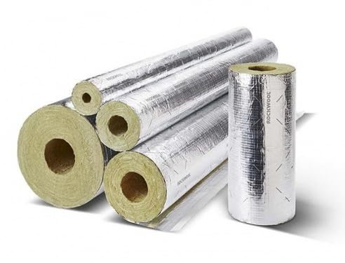 Rockwool 800 WLG 0,035 Tube d'isolation du tuyau en aluminium laminé en laine de roche Dimensions 54 x 50 -1 m